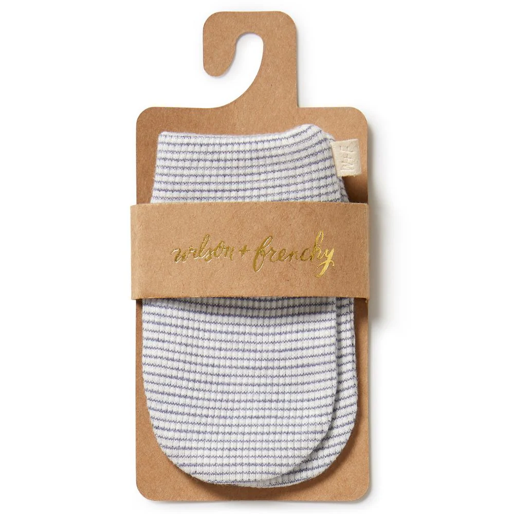 Wilson & Frenchy Organic Stripe Rib Mittens - Rain Drop - Image 2