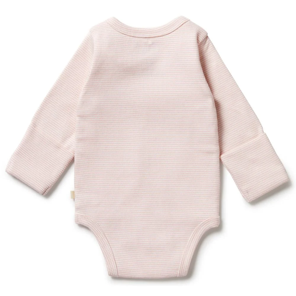 Wilson & Frenchy Organic Stripe Rib Wrap Bodysuit - Cantaloupe - Image 3