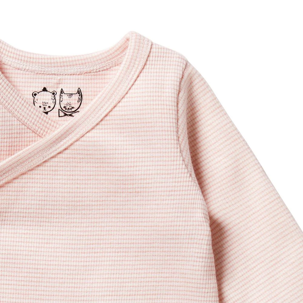 Wilson & Frenchy Organic Stripe Rib Wrap Bodysuit - Cantaloupe - Image 4