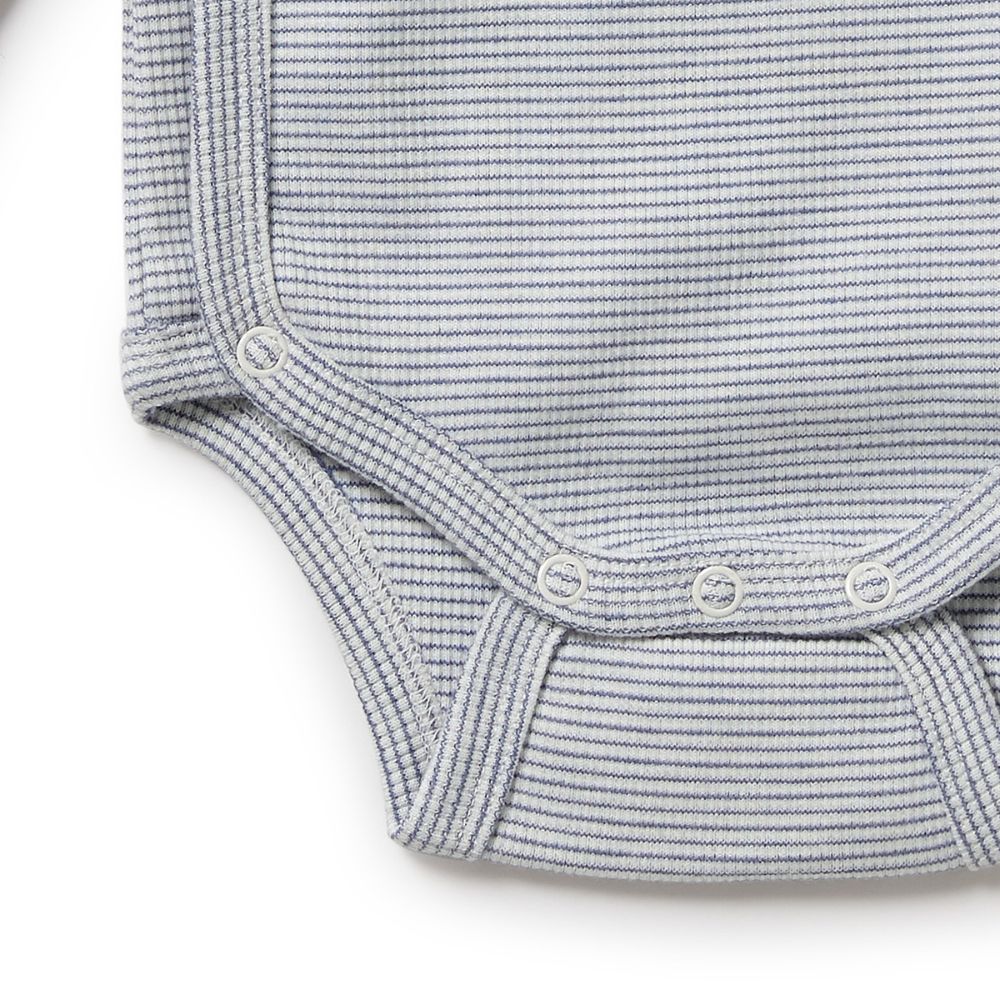 Wilson & Frenchy Organic Stripe Rib Wrap Bodysuit - Rain Drop - Image 4
