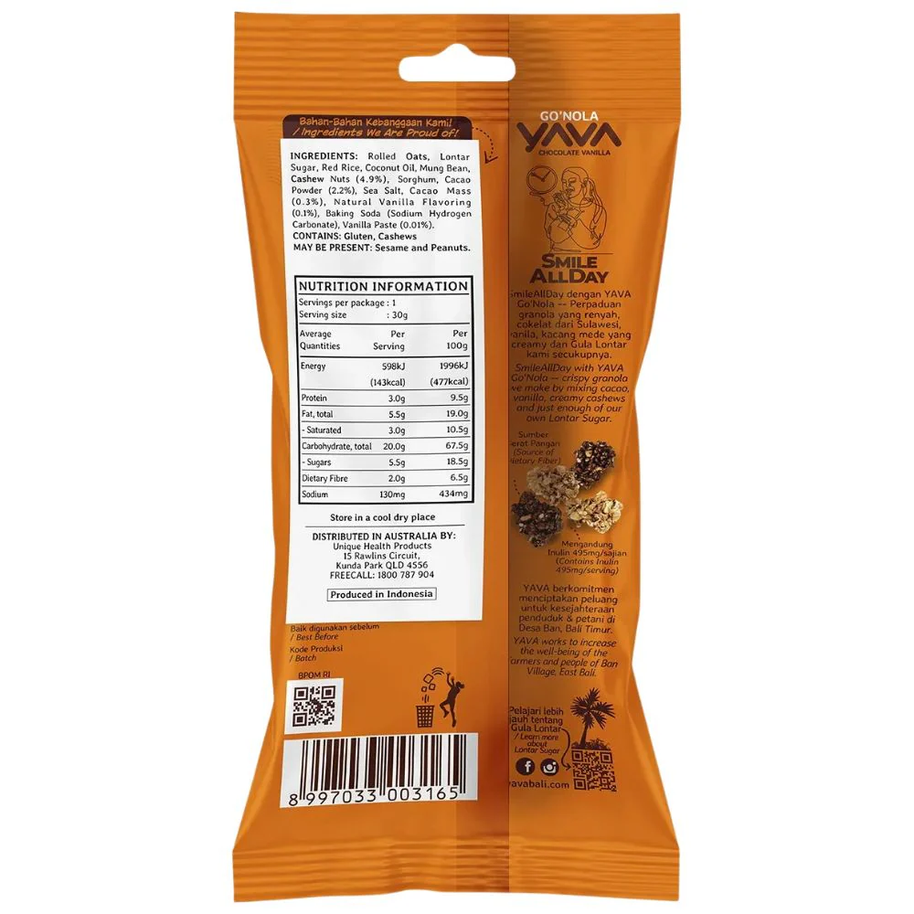 Yava Go'Nola Chocolate Vanilla Granola Bites 30g - Image 2