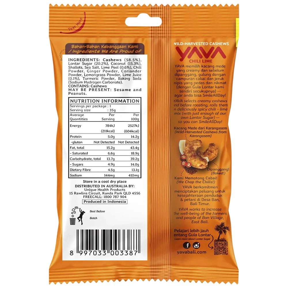 Yava Wild-Harvested Cashews Chili Lime 35g - Image 2